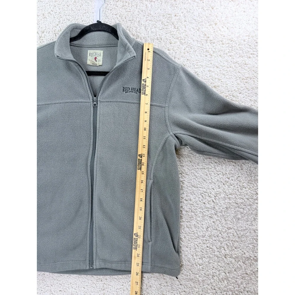 Red Head Fleece Jacket Men Small Gray Excellent Full Zip Outdoor Layering